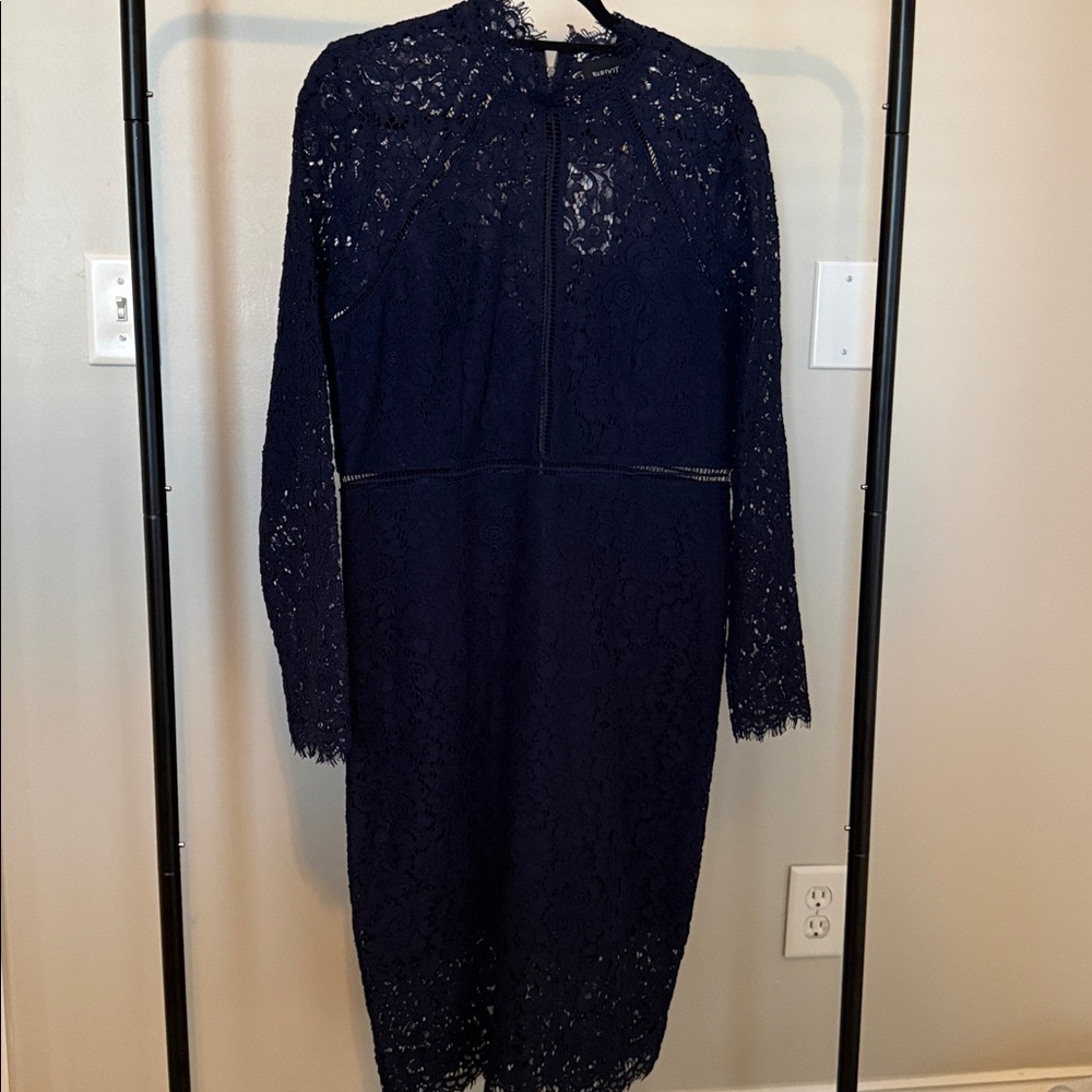 Bardot Navy Long Sleeve Lace Dress